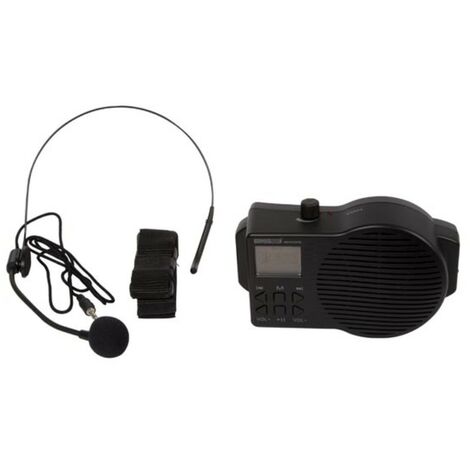 HQ-Power Amplificateur de voix portable, avec micro-casque et ceinture, avec USB-SD et radio FM, 5 W, noir