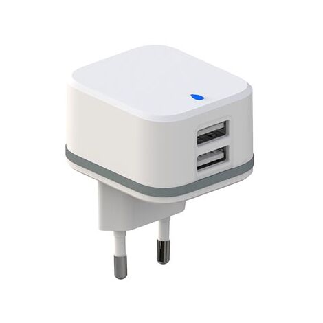 HQ-Power Cargador USB, con 2 Puertos USB, 5 V 4,8 A 24 W, Ideal para teléfonos móviles, Smartphones, tabletas, GPS y más,Blanco