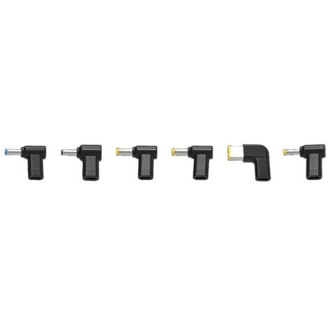 HQ-Power Set de 6 spine adattatore da USB-C a Notebook de per la ricarica universale, adatto per HP, DELL, Acer, Lenovo e ASUS Notebook con connessioni de 4 mm o 5,5 mm, Nero