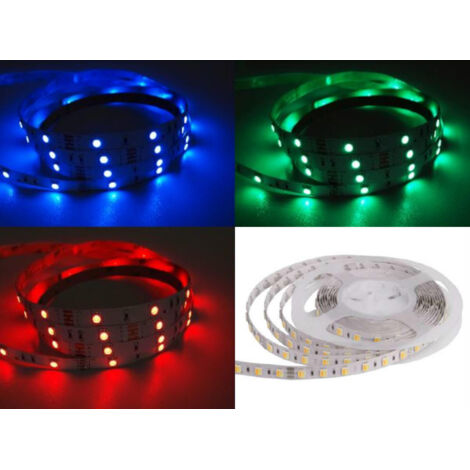 HQS-5050-60LED-14.4W-RGB-WP : Bande LED professionnelle 14,4 W/m, 12 V, 60 LED 5050, RGB, IP64