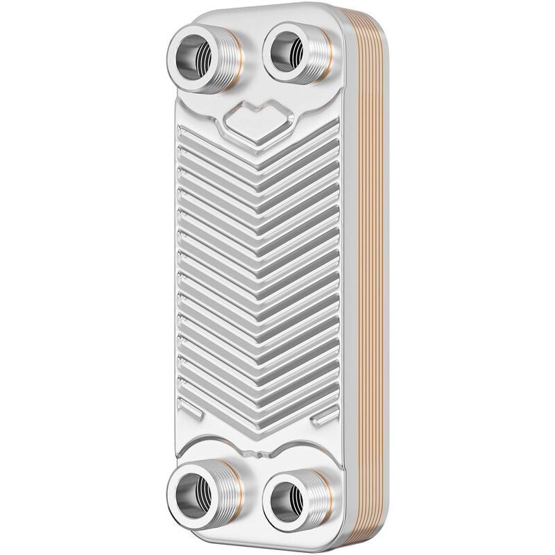 Wiltec - changeur de chaleur thermique avec 10 plaques – 191 x 73 x 414 mm – max. 22 kW – 0,18 l par passe – en Acier inoxydable – pour Eau Solaire