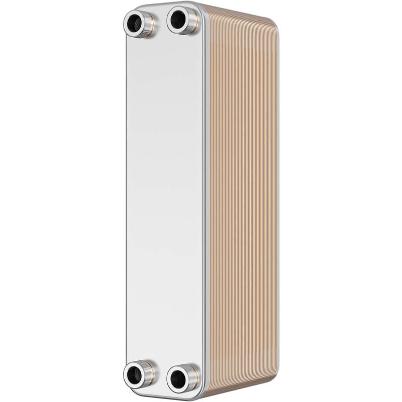 Changeur de chaleur thermique avec 50 plaques – 529 x 124 x 1310 mm – max. 550 kW – 5,55 l par passe – en Acier inoxydable – pour Eau Solaire - Wiltec