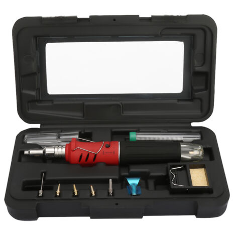 HS-1115K 10-teiliges Multifunktions-Butan-Akkuschweißset mit Brenner (rot)