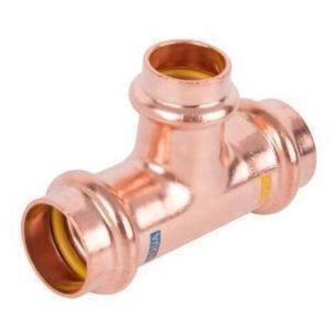 HS AQUAGAS V T-Stück 22 x 18 x 22 mm 45110221822 Kupfer, reduziert, Press Copper,  Fitting für Gas und Wasser