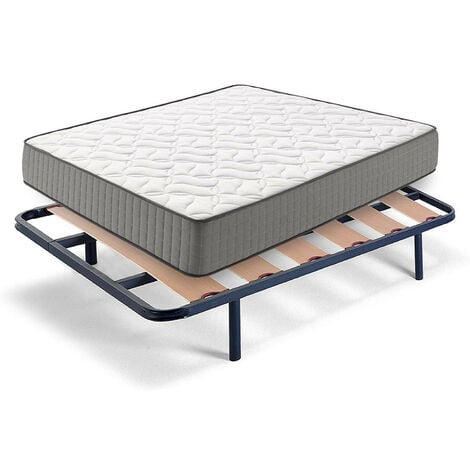 Cama Completa - Colchón Flexitex Con Tejido 3d Y Aloe Vera, Altura 18 Cm +  Somier Lama Ancha Con Patas De 25 Cm + Almohada De Fibra, 105x200 Cm con  Ofertas en Carrefour