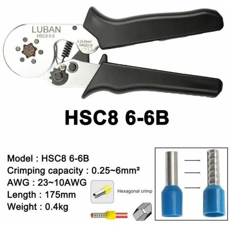 HSC8 6 6B HSC8 6 6A MINI pince à sertir auto-ajustable bornes 0.25 6mm HSC8 6 outils multifonctions à sertirPratique et pratique