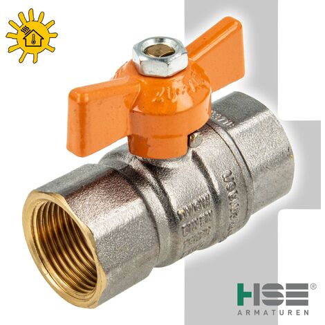 HSE UNISOL Solarkugelhahn Typ 1611, beids. Innengewinde Rp 1 Zoll (DN 25), Flügelgriff, MS-verchromt