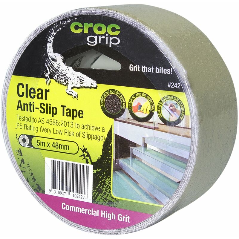 HSI - 830880 nastri Croc Grip antiscivolo – autoadesivo, Trasparente, 48 mm x 5 m