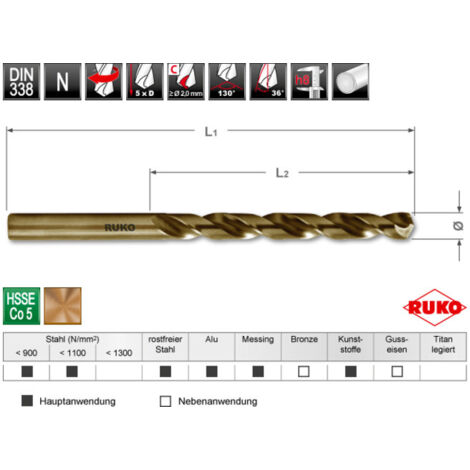 HSS Cobalt Bohrer - Terrax DIN Ø7,0 - 10er Packung