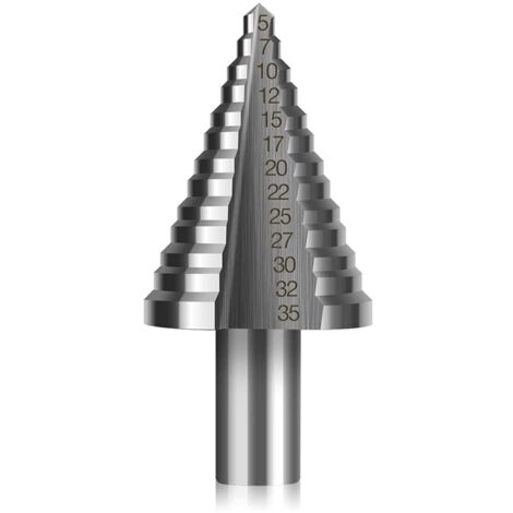 HSS countersink drill, conical double slot countersink step drill (5 mm - 35 mm) with titanium coating, solid, perfect for screwdriver drilling on steel, wood, plastic, brass, aluminum, PVC