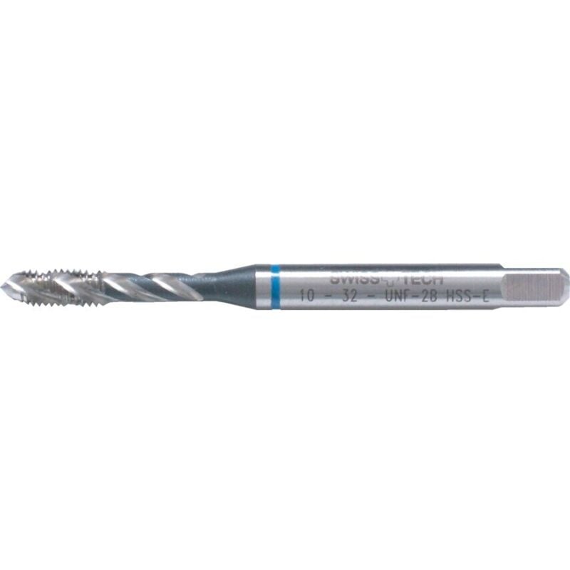 Swisstech - NO.10X32 unf hss-ev Blue Ring Spiral Flute Tap - Bright Finish - din 3