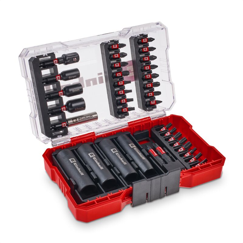 Einhell - Original M-case 35-tlg. Impact-bit- Und Stecknuss-set (25-mm-bits, 50-mm-bits, Sechskantstecknüsse, Langnüsse, Stecknussadapter,