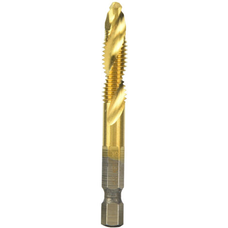 HSS-Gewindebohrer 6,35 mm für M8-Gewinde, Sechskantschaft, integrierte Spanabfuhr, 15 mm Durchgangsbohrung