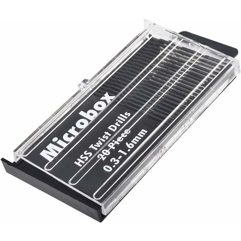 HSS Mini Micro Foret Set 20Pcs 0.3-1.6mm Tige, Foret hélicoïdal DIY Kit Rotary Hand Tools, Mini Pince Table Banc Perceuse À Main, Micro Haute Vitesse Modèle En Acier Foret De Précision