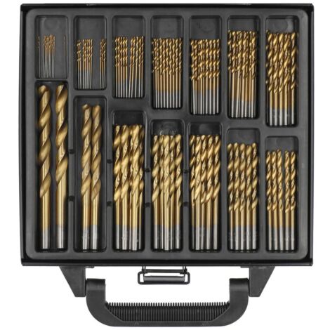 HSS Spiral-Bohrer Satz Metallbohrer Bohrersatz Bitset Titan Tin Bohrerkoffer 99 tlg ⌀ 1-10mm