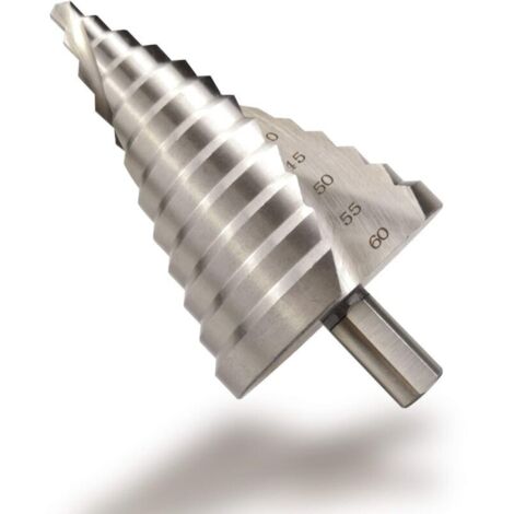 HSS Step Drill Bit 6-60mm Spiral Flute Conical Milling Cutter 12 Steps for Screwdriver Drilling on Steel Brass Wood Plastic, etc