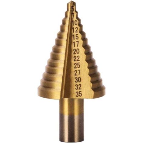 HSS Step Drill Bit for Metal 5-35 mm Professional Titanium Conical Drill Bit Step Drill Bit with Case for Wood, Plastic, and Metal