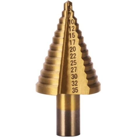 HSS Step Drill Bit for Metal 5-35 mm Professional Titanium Conical Drill Bit Step Drill Bit with Case for Wood, Plastic, and Metal