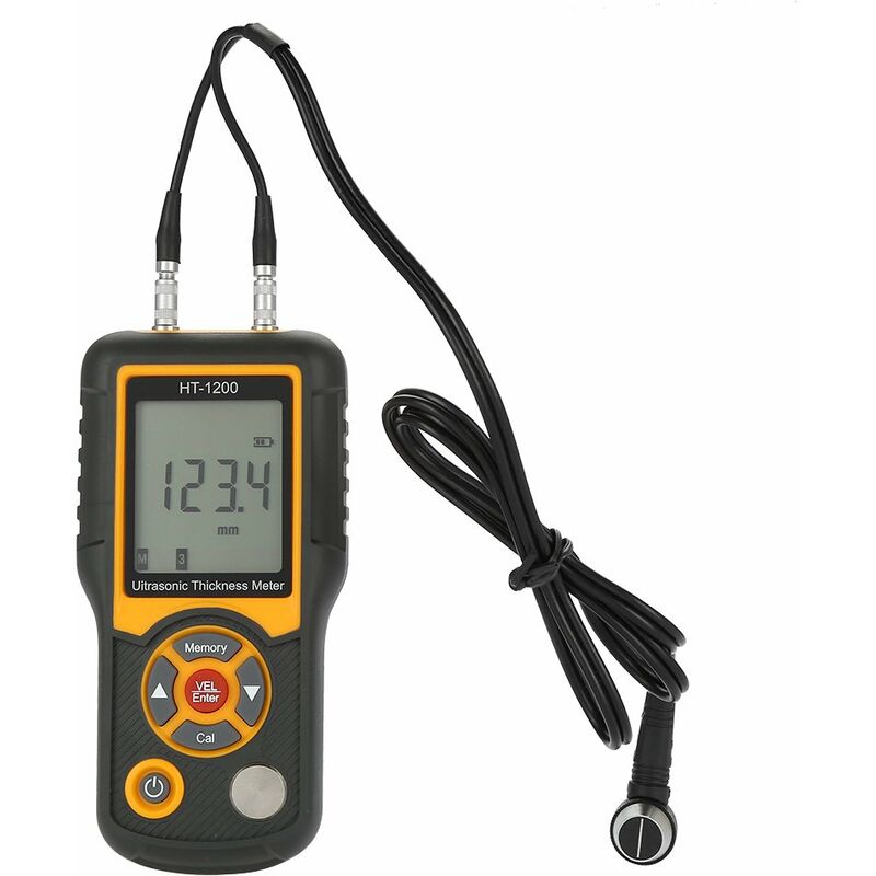 HT-1200 Jauge d'épaisseur à ultrasons LCD numérique, Outil de mesure de l'épaisseur de Métal Plastique Céramique Verre, Gamme 3225mm, Résolution 0,1mm