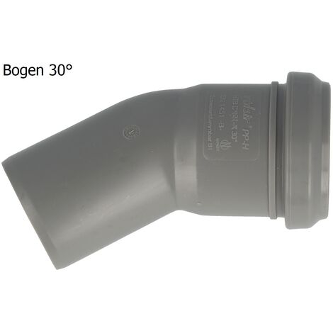HT Bogen Ø 50 x 30°, mit einseitiger Steckmuffe und Gummidichtung