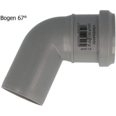 HT Bogen Ø 50 x 67°, mit einseitiger Steckmuffe und Gummidichtung