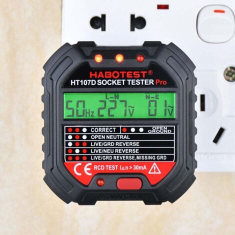 HT107D EU90-250V 45-65Hz Steck dose tester with LCD-Bildschirm