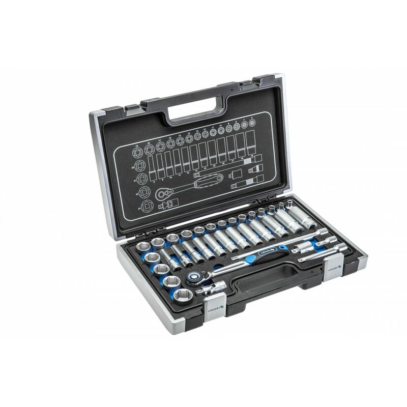 Image of Bricoline - HT1R465 Steckschlüssel-Set Knarren-Kasten Högert Werkzeug 36-tlg. Umschaltratsche