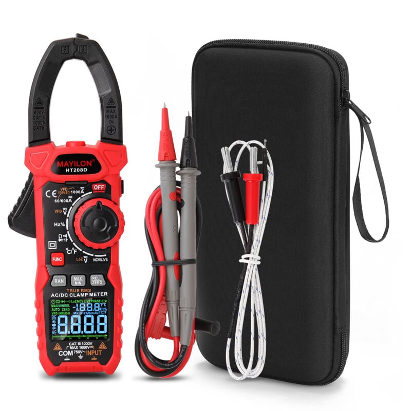 Lifcausal - HT208D (en option) Pince multimètre Courant continu Tension Courant Température Diode Continuité Test ncv Multimètre multifonctionnel