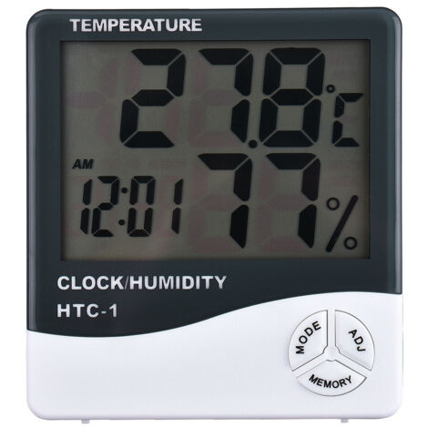 HTC-1 Multifunktionales digitales Thermometer-Hygrometer mit großem Display und Innenuhr