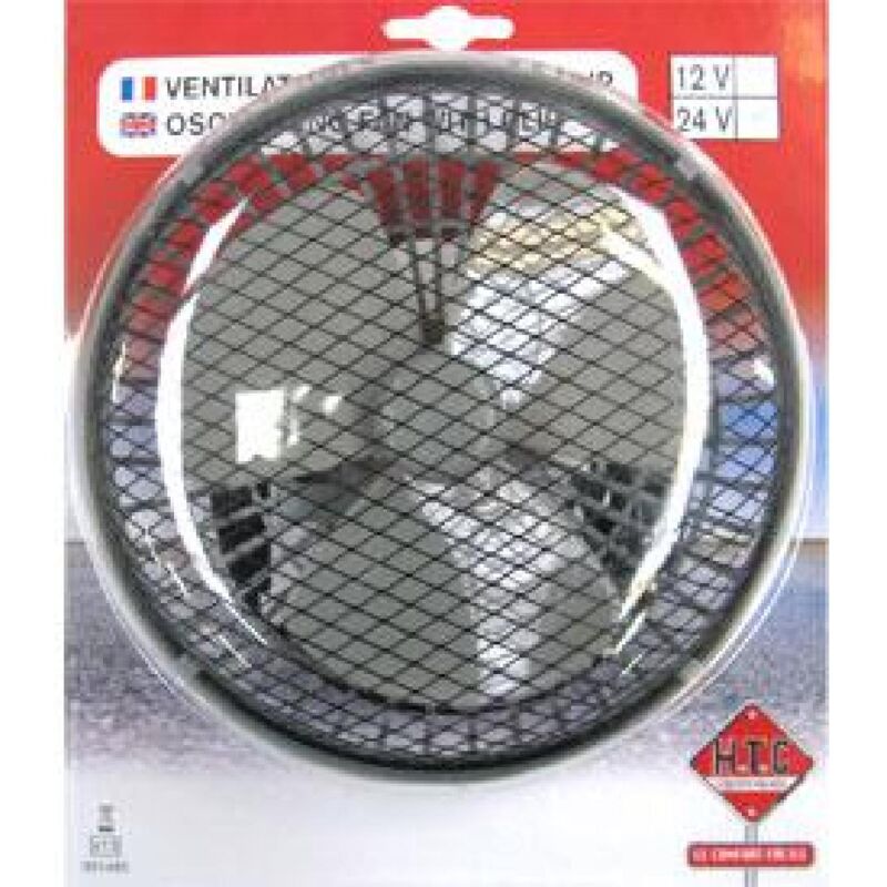 Htc Equipement - Ventilateur de table Oscillant 12V Clip 16cm 160cm IP16 40W 3 vitesses D27cm Gris