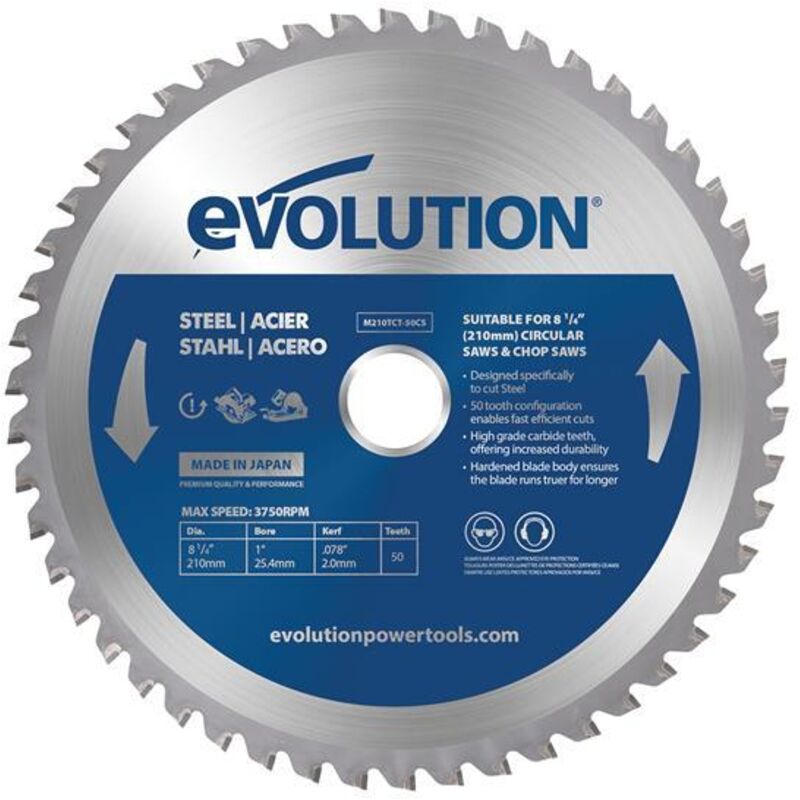 Evolution - Power Tools Mild Steel Cutting Circular Saw Blade 210 x 25.4mm x 50T e