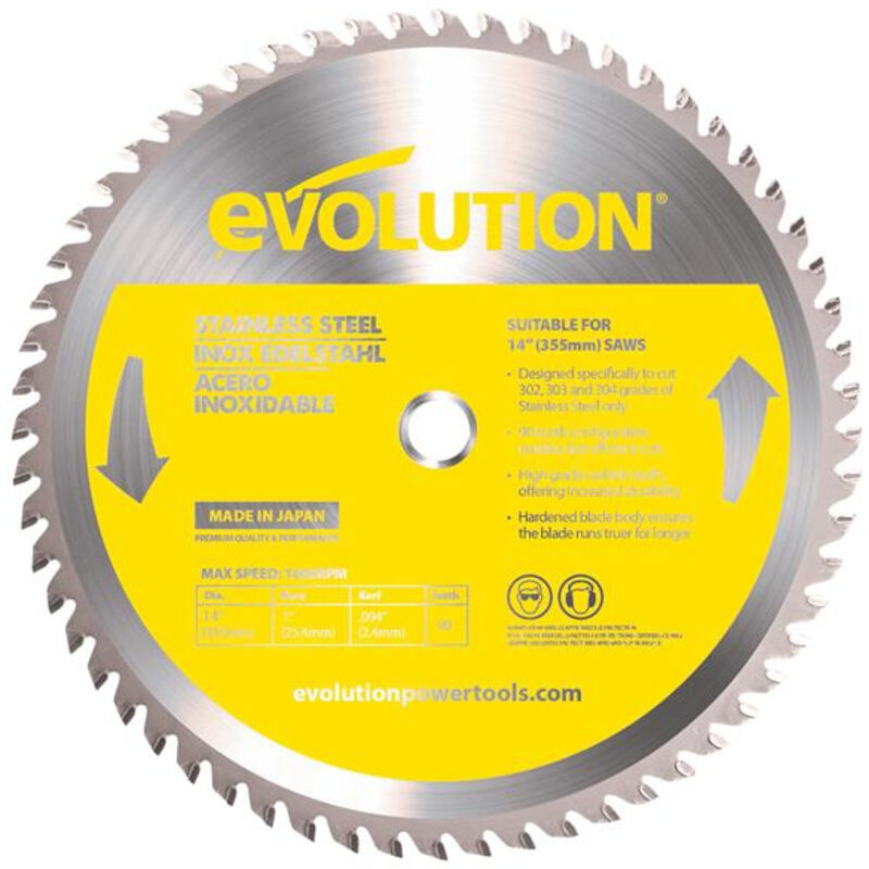 Evolution Stainless Steel Cutting Chop Saw Blade 355mm