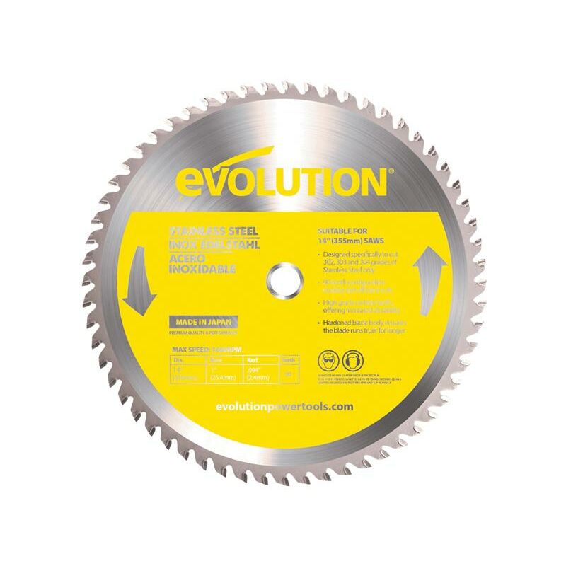 Stainless Steel Cutting Chop Saw Blade 355 x 25.4mm x 90T EVLRP3552590 - Evolution