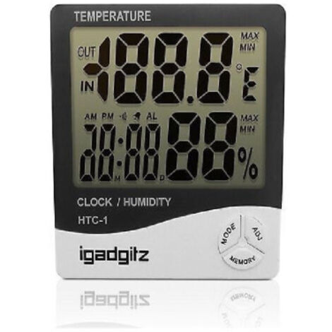 Htc1 Thermomètre Hygromètre Digital D'intérieur Température Humidité Heure Date Maison