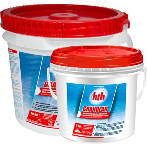 HTH – Chlore choc non stabilisé granulés 5kg – Teneur en chlore 65% – Dissolution rapide pour piscine – Compatible avec filtration