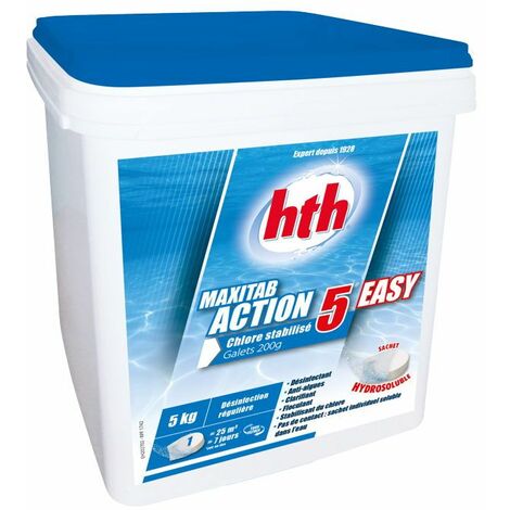 HTH Maxitab Action 5 Easy - Galets de Chlore stabilisé 5kg