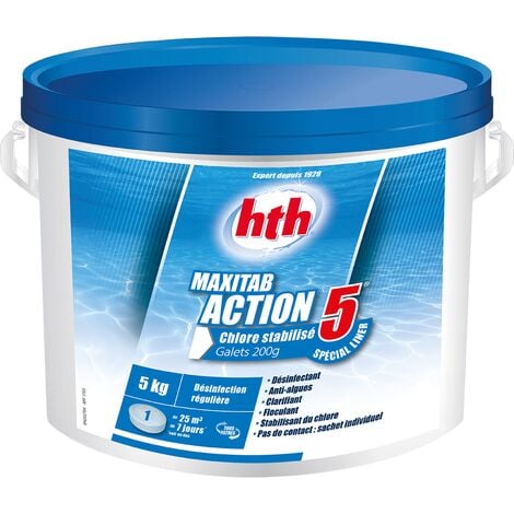 Hth - MAXITAB ACTION 5 Galet 200g Spécial Liner - 5kg - 00218744