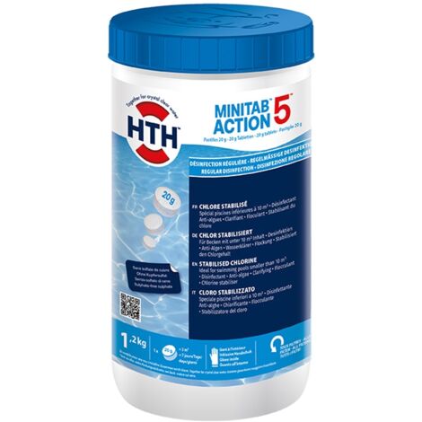 HTH MiniTab Action 5 - 1,2 kg Chlor Multifunktion 20 g Tabletten langsam löslich