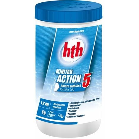 HTH Minitab Action 5 - Chlore stabilisé multifonction Pastilles 1,2kg