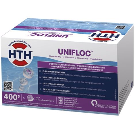 HTH UNIFLOC 400g Flockungsmittel 40g Tabletten Entfernung Schmutzpartikel Pool