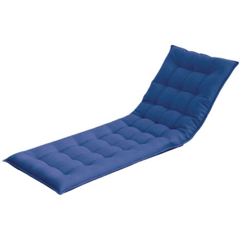 HU-025 Cuscino per lettino mare giardino o sdraio 186x62x10cm cotone blu