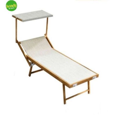 HU-056 Sdraio lettino in texilene e legno alluminio beige per mare piscina giardino