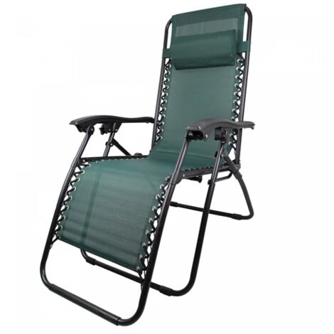 HU-094 Sdraio Virtus Verde con braccioli lettino reclinabile pieghevole da giardino per mare piscina
