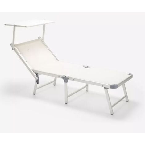 HU-096 Lettino prendisole mare pieghevole in tubo di alluminio 180X60XH40 cm BIANCO