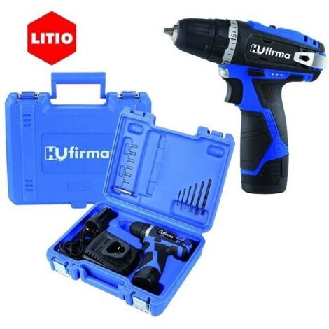 Hu-firma HU-T12-LI Trapano Avvitatore a Batteria Litio 12V 1.5Ah 2 Batterie Coppia 25 Nm Frizioni 20+1 LED Valigetta 13 Accessori