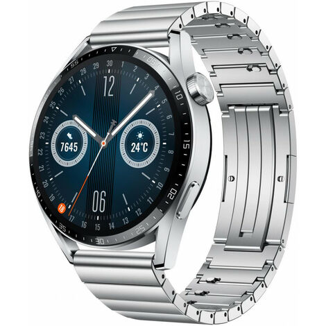 HUAWEI Huawei Watch GT 3 Sport Smartwatch 46mm GPS silber AMOLED-Display Metall-Armband (Jupiter-B19T)