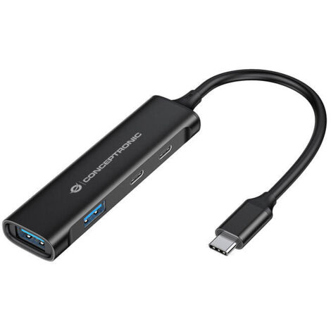HUB 3.0 CONCEPTRONIC HUBBIES06B 4 PUERTOS USB 3.2  USB-C  2 PUERTOS USB-C 2 USB-A COLOR NEGRO CARCASA DE ALUMINIO