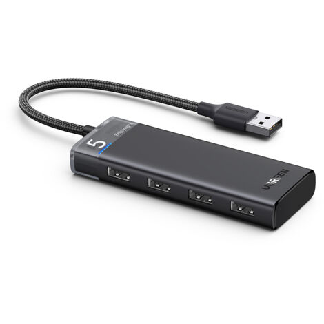 HUB Adapter Port Splitter 4x USB-A 3.0 und USB-A Stromkabel schwarz