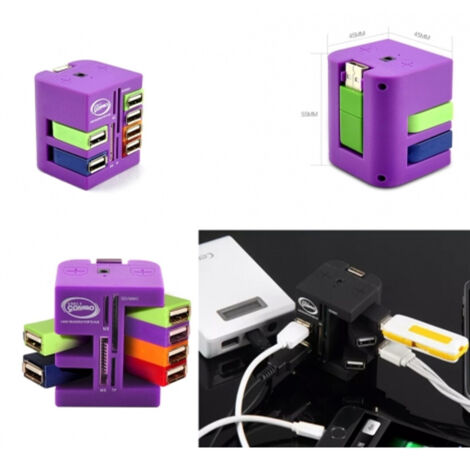 Hub Combo 6 Porte Usb 2.0 Letto Card Multifunzione Porte Girevoli 360°