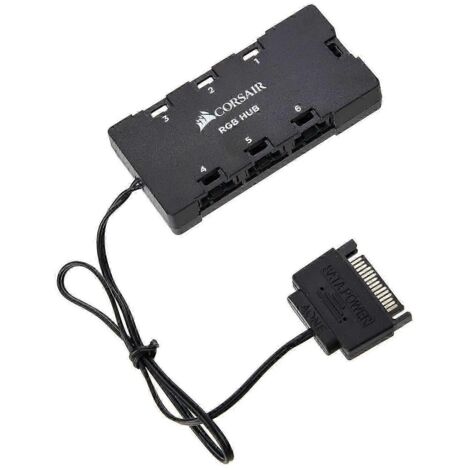 Hub pour ventilateurs Corsair à 6 ports avec LED RGB pour Corsair Lightning Node Pro Commander Crystal